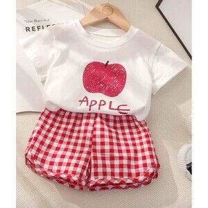 Super cure 4T Toddler Summer 2 pcs outfit t shirt and shorts apple